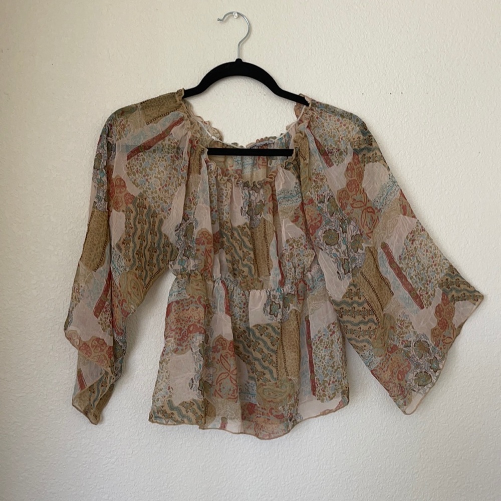 Sheer Boho Off the shoulder blouse size M